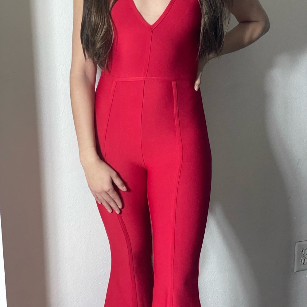 Jumpsuit Red Flare Leg